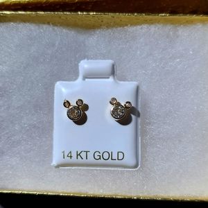 Mickey Mouse Zirconia Earrings in 14K Yellow Gold Real Gold 14k Guaranteed new